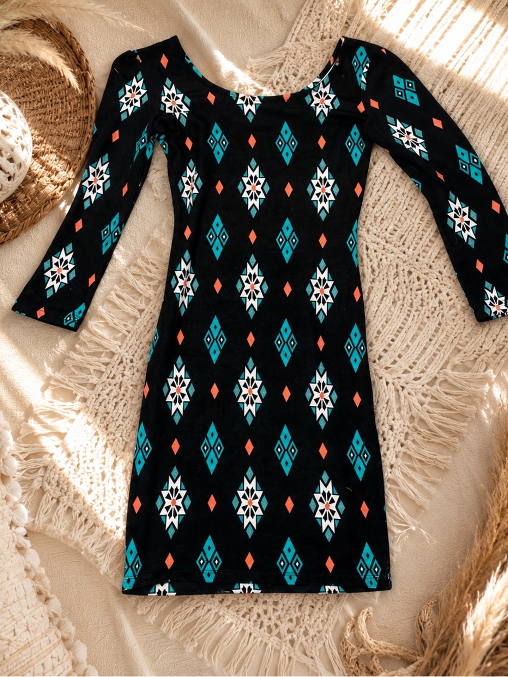 Charlotte Russe Black Dress with Geometric Pattern